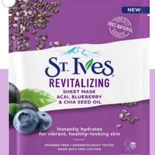 Mặt nạ duy trì độ ẩm St. Ives revitalizing sheet mask acai, blueberry, chia seed oil - 1