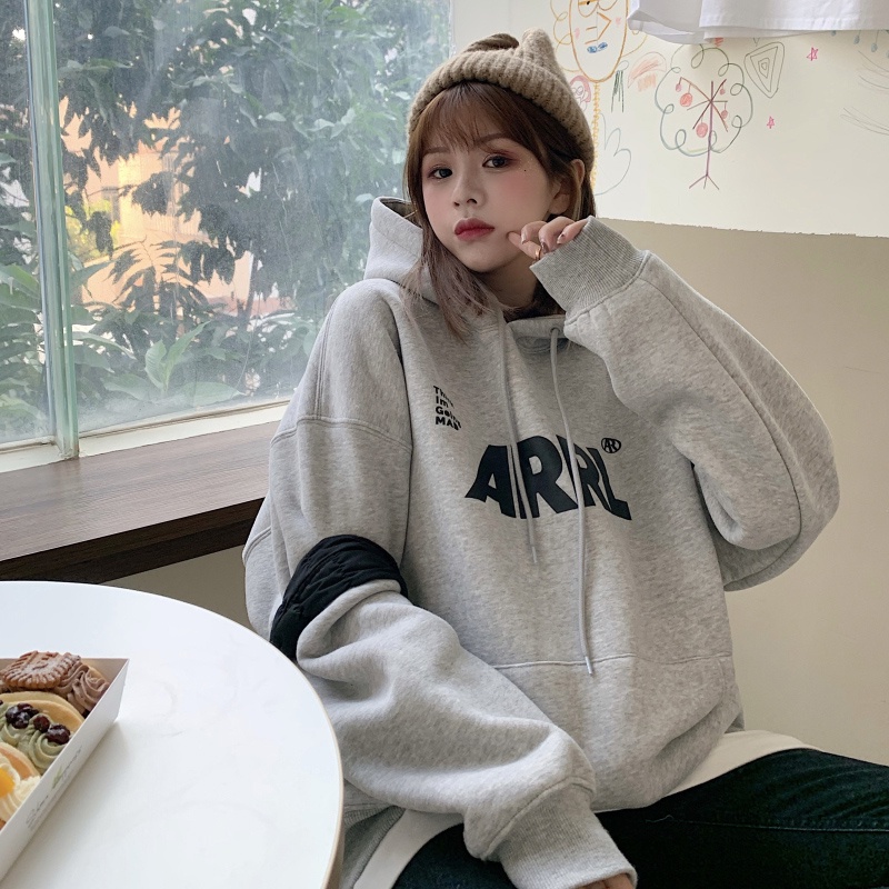 Áo Hoodie Tay Dài Dáng Rộng In Chữ Trẻ Trung Thời Trang Hàn Quốc 2022