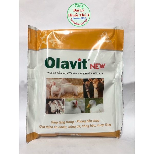 Olavit new 200g giúp tăng trọng, phòng tiêu chảy, kích thích ăn nhiều trên heo, bò, dê, gia cầm