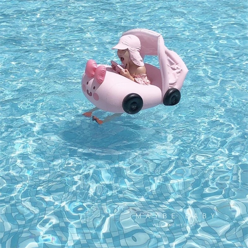 Phao bơi cho bé tập bơi có mái che, phao bơi chống lật hình ô tô đáng yêu cho trẻ em