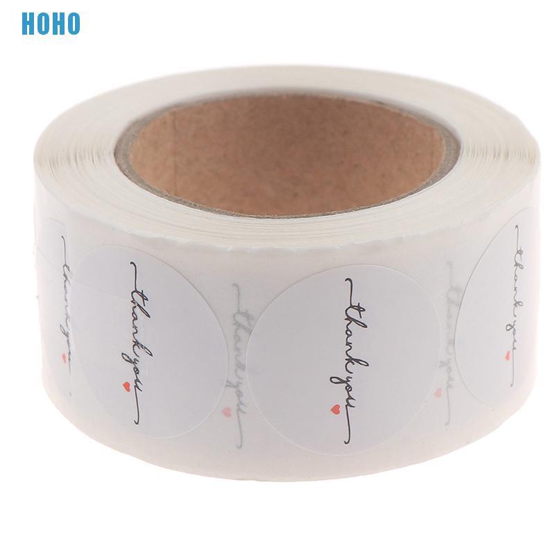 Cuộn 120-500 miếng nhãn dán hình tròn 1inch in chữ Thank You xinh xắn