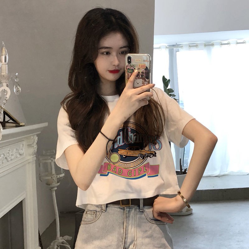Áo thun croptop nữ form rộng, áo thun tay lỡ thể thao cao cấp dạo phố đẹp freeship mã AT06