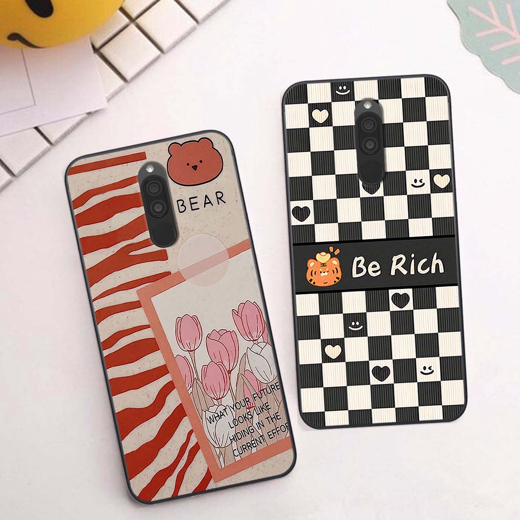 Ốp Xiaomi Redmi 8 gấu Bear rick caro vuông thời trang siêu đẹp