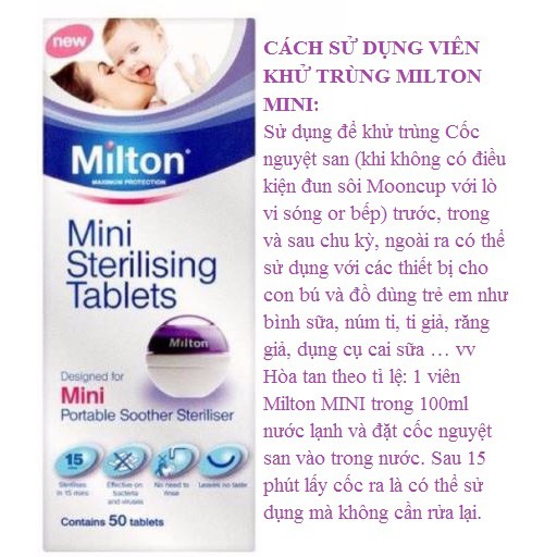 Viên tiệt trùng milton tiệt trùng cốc nguyệt san nhanh chóng thuận tiệ