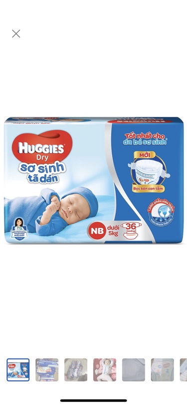 Tã dán sơ sinh Huggies Dry Newborn ( 58 miếng + 2 miếng )