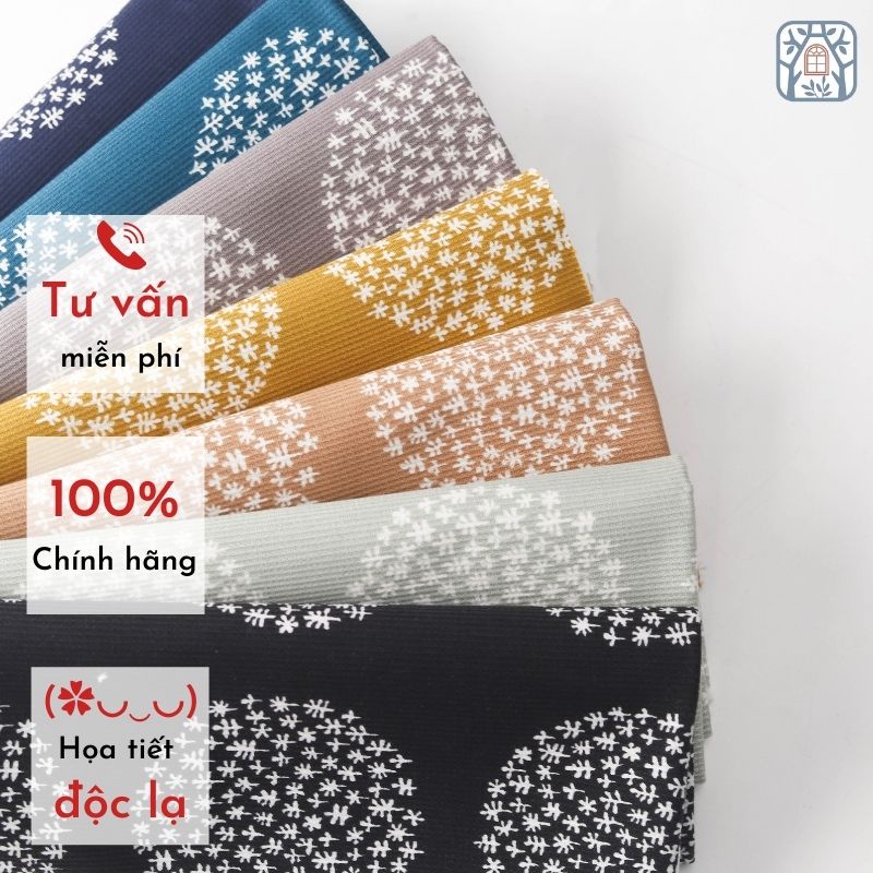 Vải cotton 100% tự nhiên🍒Chuanshui🍒khổ vải 110cm, BÔNG TUYẾT NHỎ - vải đẹp handmade, quilt, may quần áo, túi, mũ cao cấp