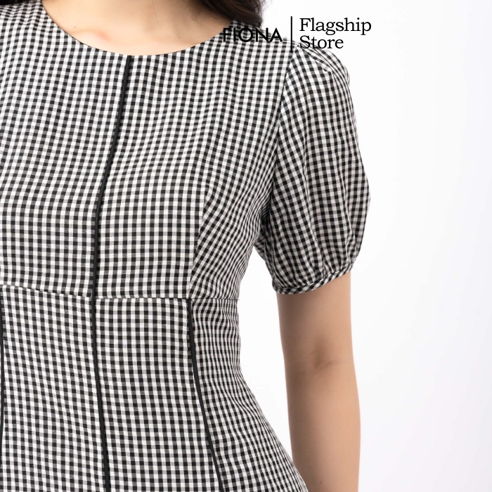 Đầm Thiết Kế Nữ Đẹp FIONA, Đầm Váy Dáng Chữ A Họa Tiết Caro Trẻ Trung Mã F451371