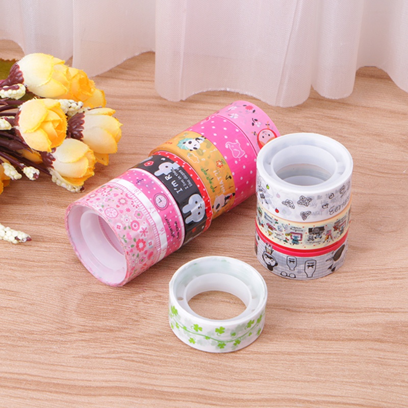 Set 10 Cuộn Băng Dính Họa Tiết Hoạt Hình Đáng Yêu Dài 4M