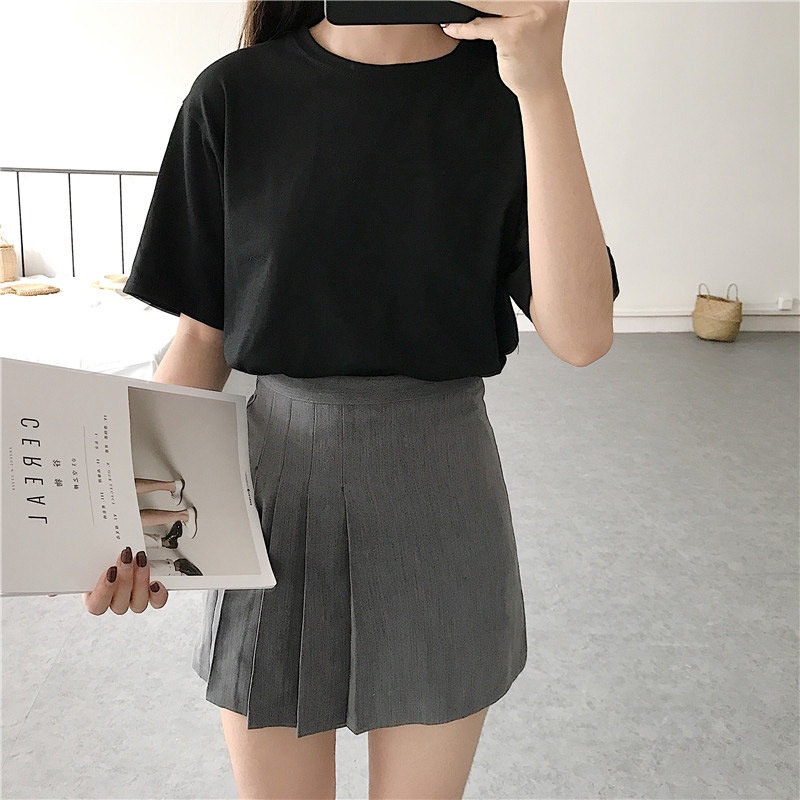 Áo Thun Tay Ngắn Màu Sắc Đơn Giản Phong Cách Hàn Quốc