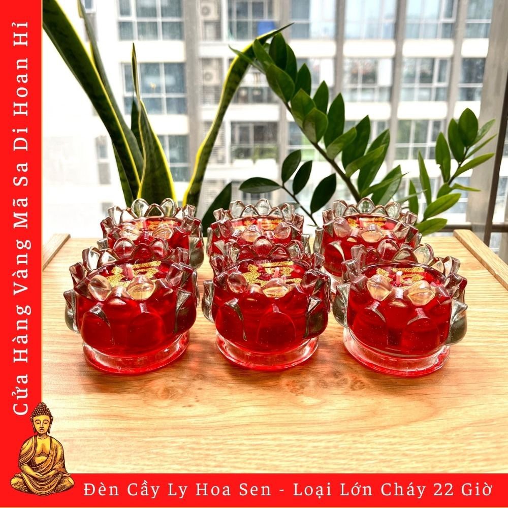 Đèn Cầy Ly Hoa Sen (Nến Ly Hoa Sen) Loại Lớn Cháy 22 Giờ - Cửa Hàng Nhang Đèn Vàng Mã Chú Sa Di Hoan Hỉ