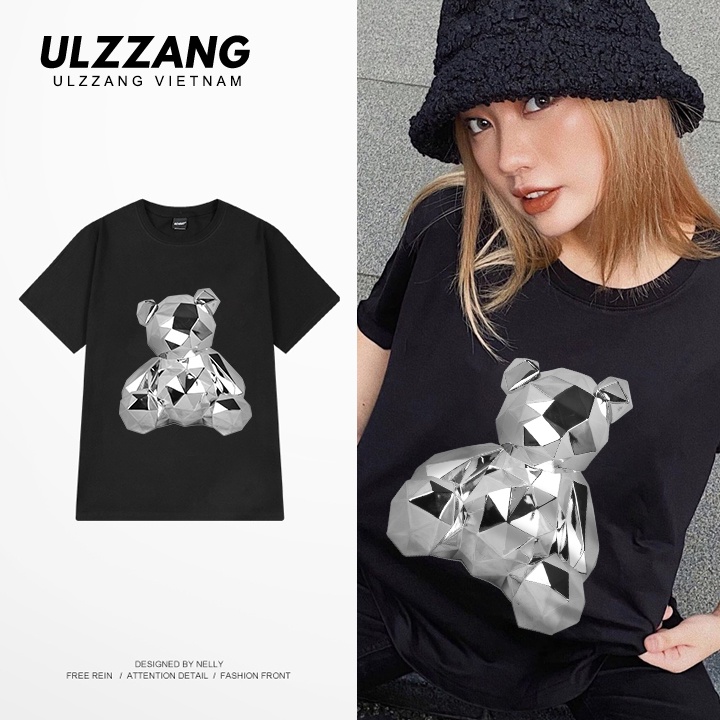 Áo thun nữ tay lỡ ULZZ ulzzang form dáng rộng Metal Bear