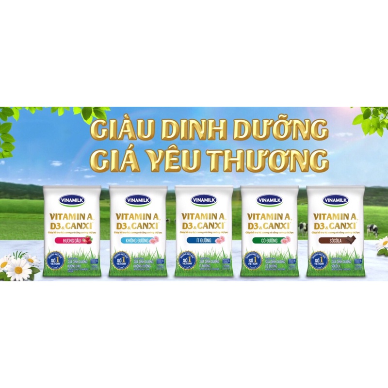 Sữa dinh dưỡng Vinamilk A&amp;D3 bịch 220ml