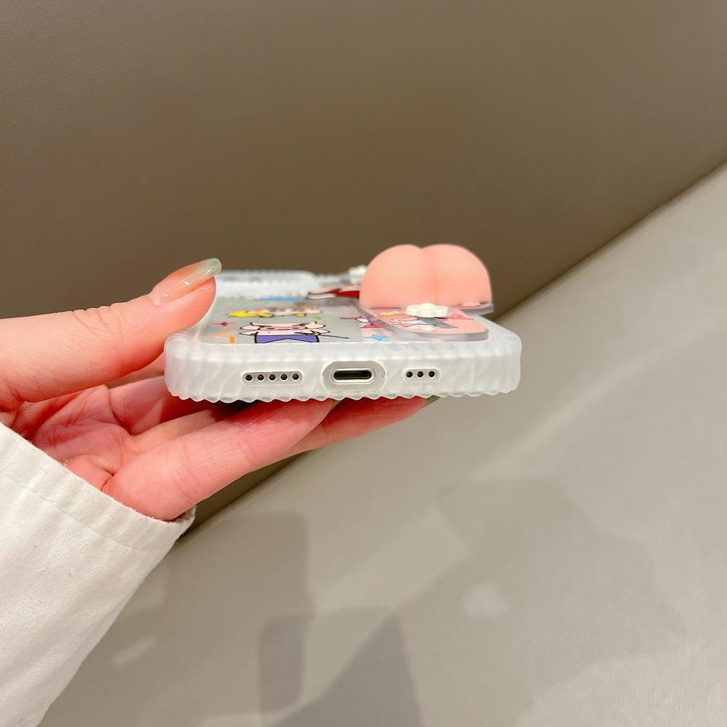 Ốp Điện Thoại Dẻo Họa Tiết Cậu Bé Bút Chì 3D Kèm Giá Đỡ Chống Sốc Cho iPhone 14Promax 14Pro 14 13 12 11