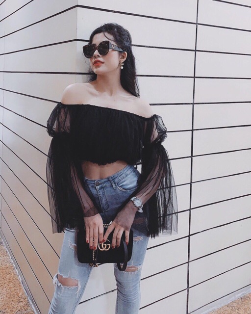 Áo voan trễ vai tiểu thư