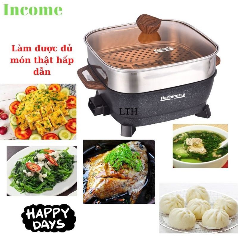 [Mã ELHADEV giảm 4% đơn 300K] Nồi lẩu đa năng kèm hấp cao cấp Hachimitsu 5,5lit hàng chính hãng giá tốt