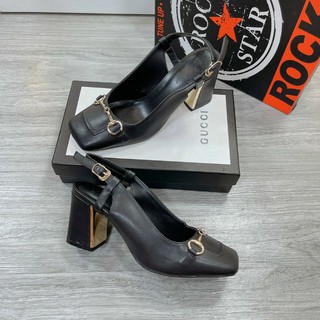 Guốc gucci gót vuông 6p chất da mềm