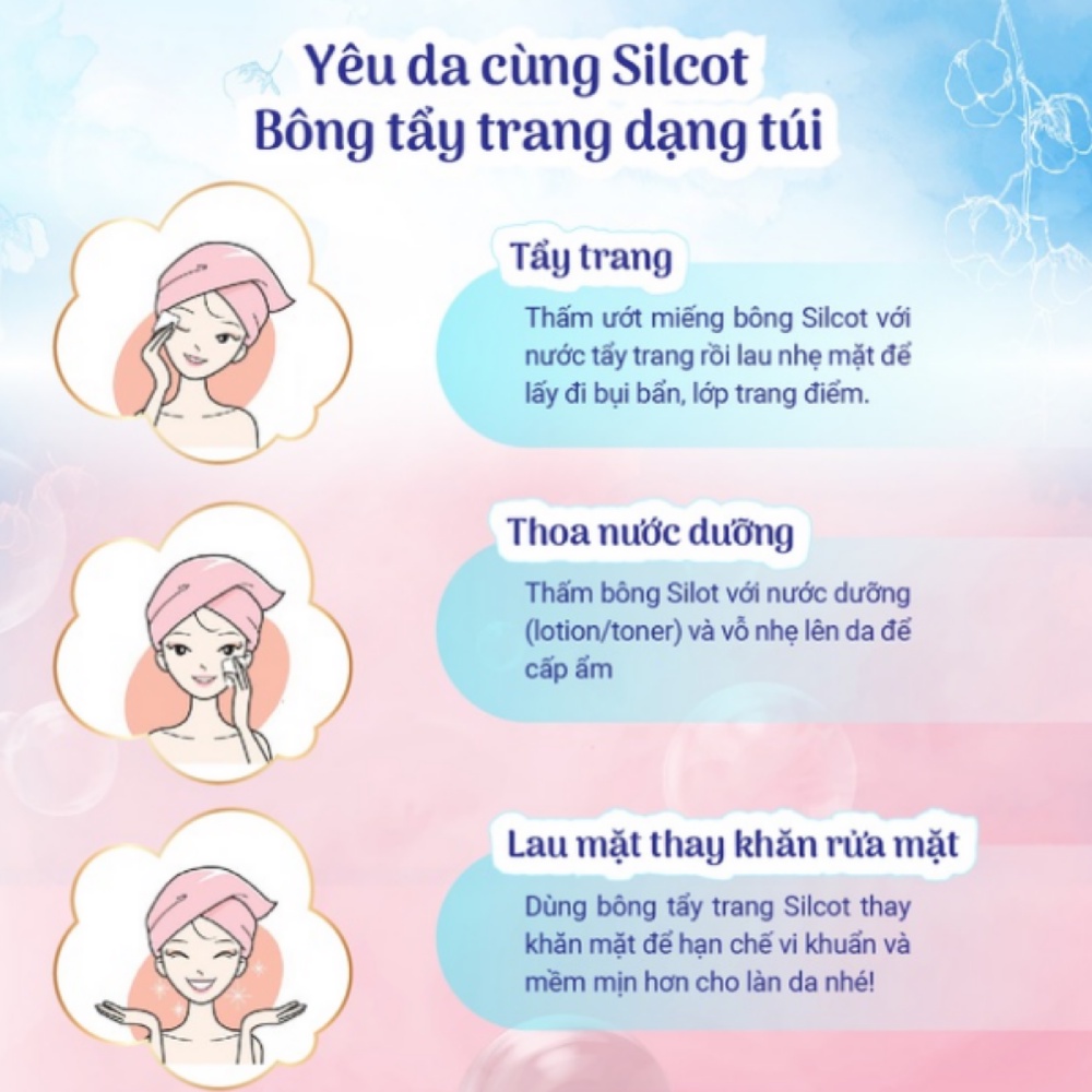 Bộ 3 hộp Bông trang điểm  cao cấp Silcot Premium 66 miếng/hộp