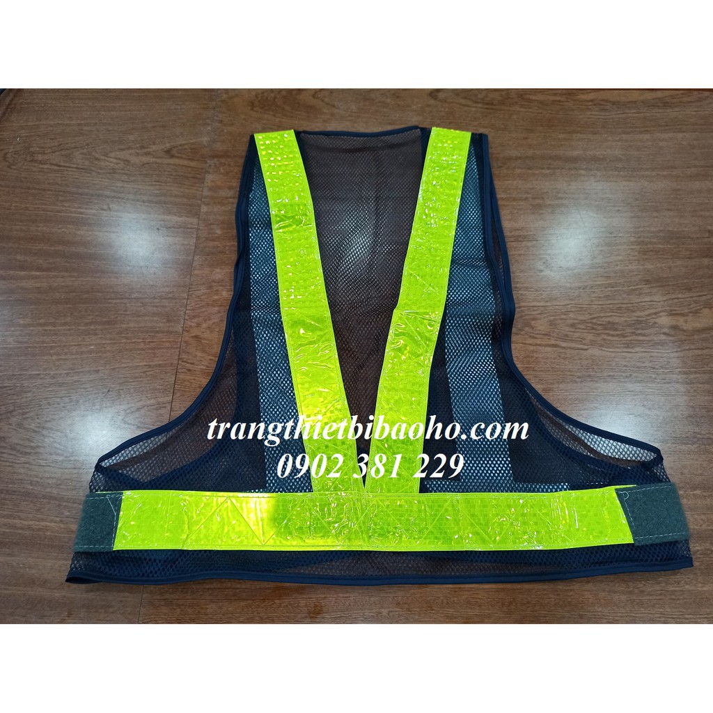 Áo phản quang chữ A màu xanh đen phản quang nhựa