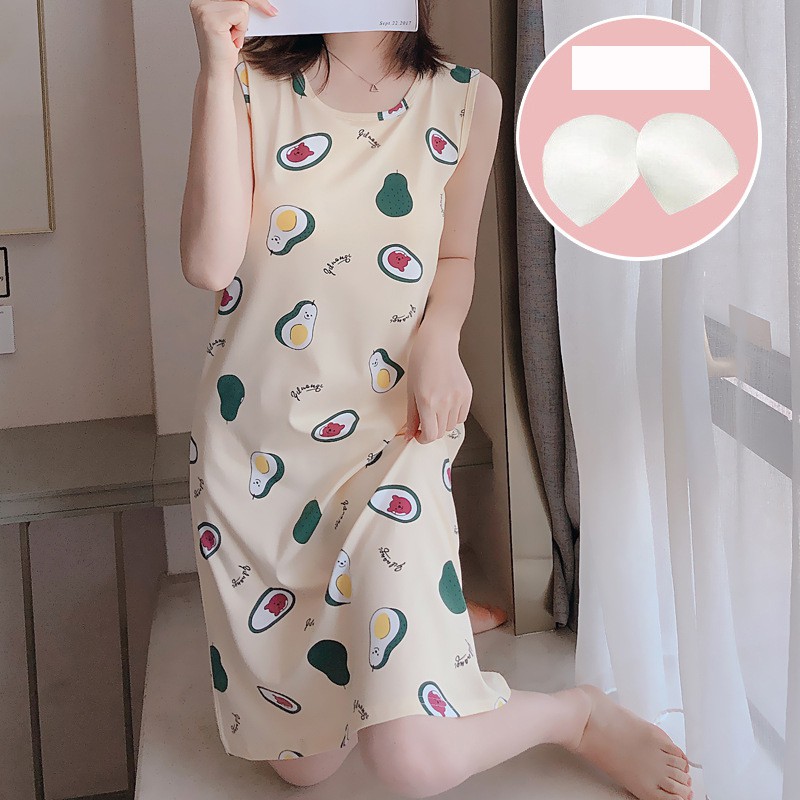 Váy Ngủ Nữ Siêu Xinh Xắn - Đồ Ngủ Mặc Nhà Có Miếng Đệm Mềm Mịn Siêu Mát