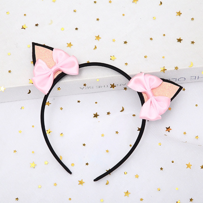 Băng Đô Cài Tóc Hình Tai Mèo Hoạt Hình Thắt Nơ Mới Lạ Cho Nữ