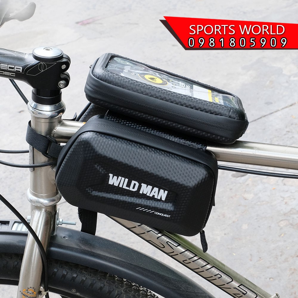 Túi xe đạp ES6 WILDMAN túi đôi treo sườn xe gắn phone cảm ứng, chống nước