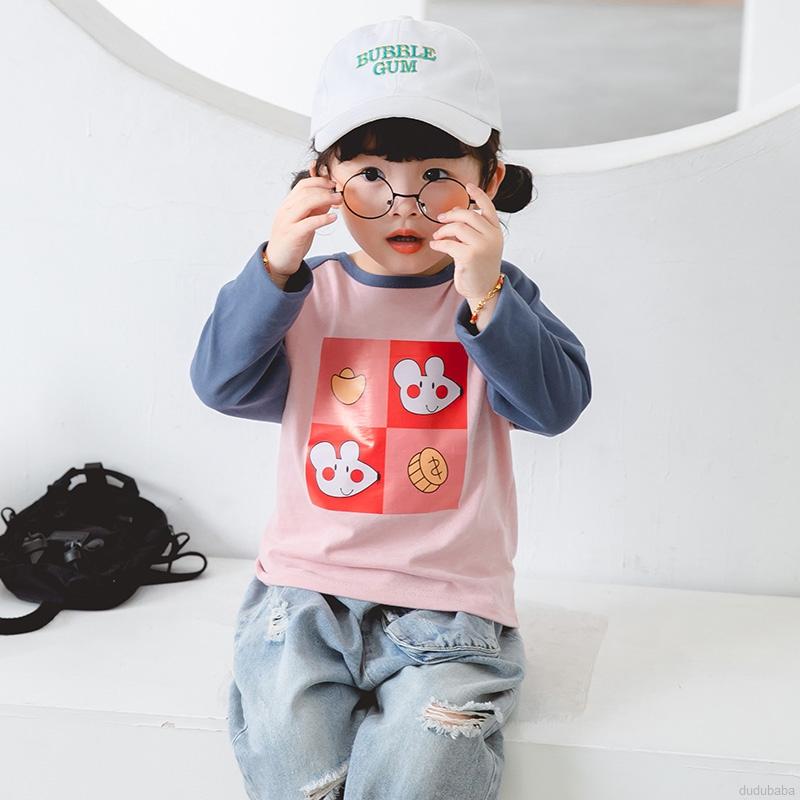 Áo Thun Tay Dài In Họa Tiết Hoạt Hình Thời Trang Mùa Thu Cho Bé
