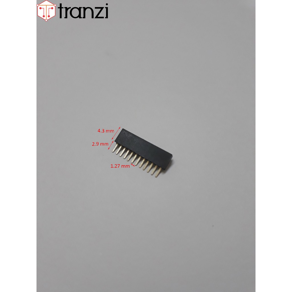 Giăm cắm 1.27mm đơn cái thẳng 12P 4.3mm đen - túi 5 cái