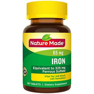 Viên Uống Bổ Sung Sắt Nature Made Iron 65mg 180 viên