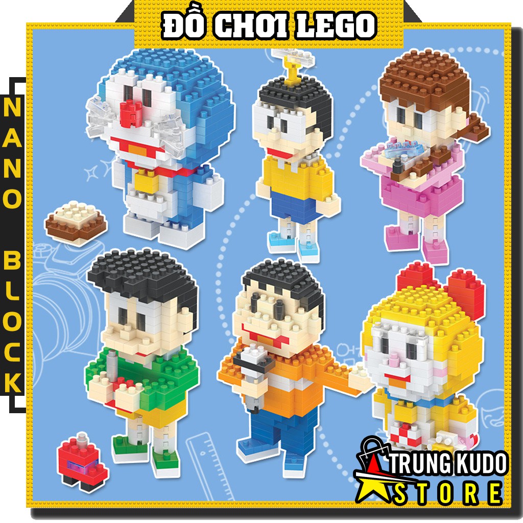 Đồ chơi xếp hình Lego Doremon Lego Nobita Lego Xuka Lego Doremi Lego Chaien và Lego Xeko dạng Nanoblock