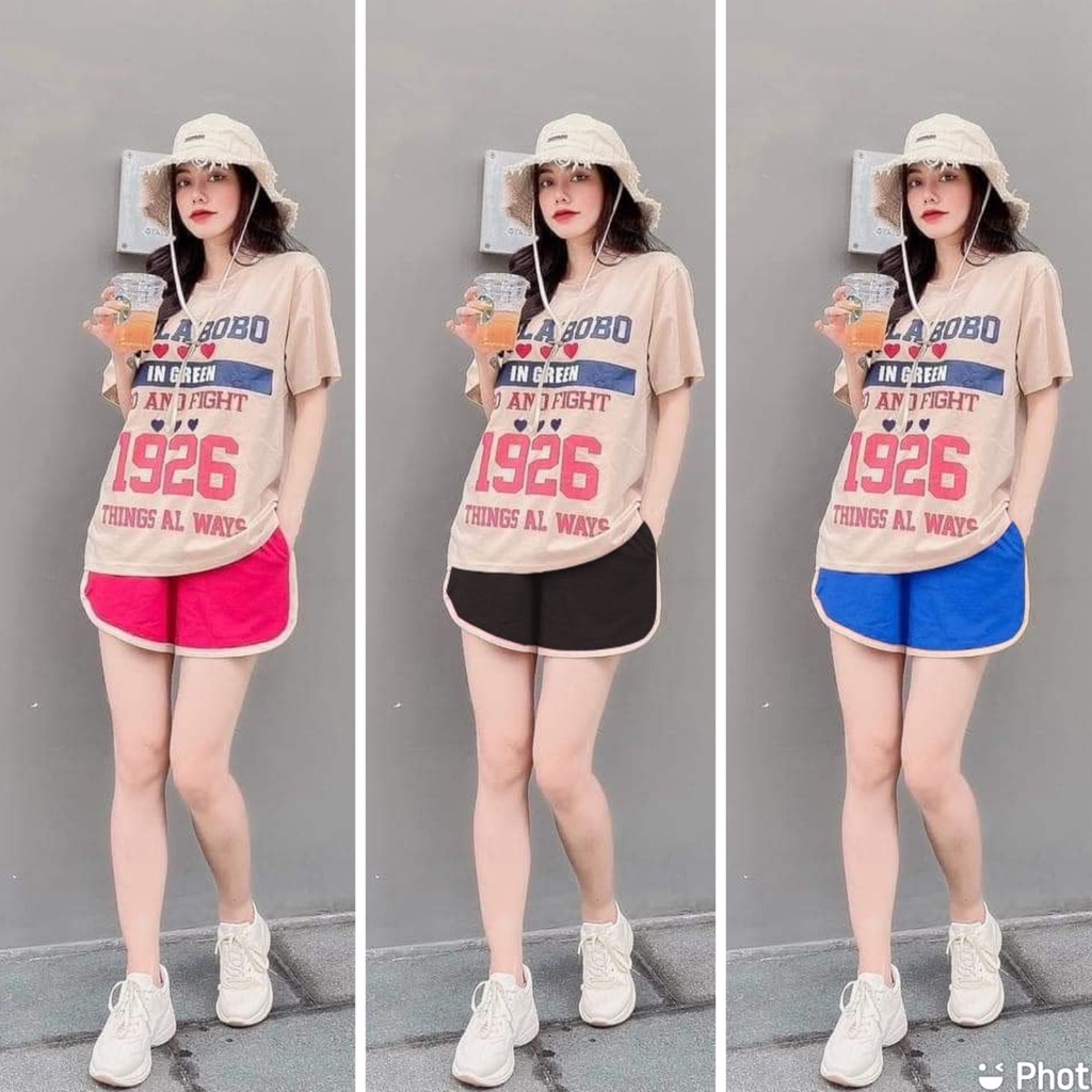 Set Đồ Bộ Nữ thun đùi form rộng unisex