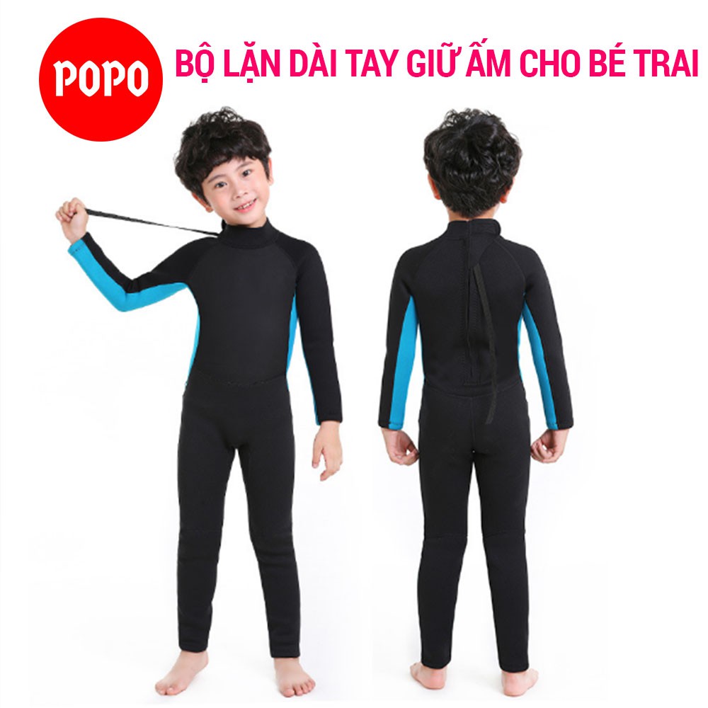 Bộ đồ lặn trẻ em dài tay liền thân dày 2,5mm giữ ấm cơ thể POPO giúp chống nắng, giữ nhiệt an toàn cho bé