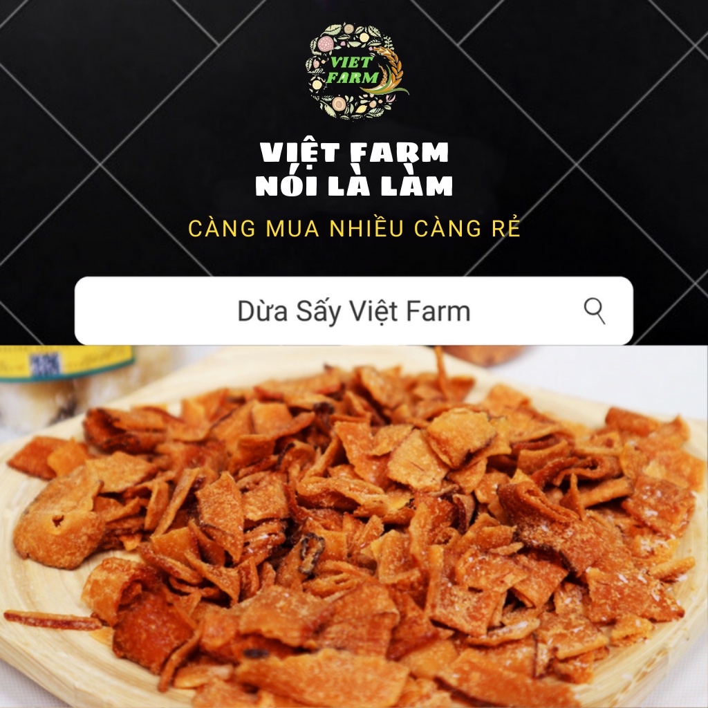Dừa sấy loại 1, Dừa Ngậm Sữa Sấy Béo Giòn Việt Farm Hũ 150g - 250g