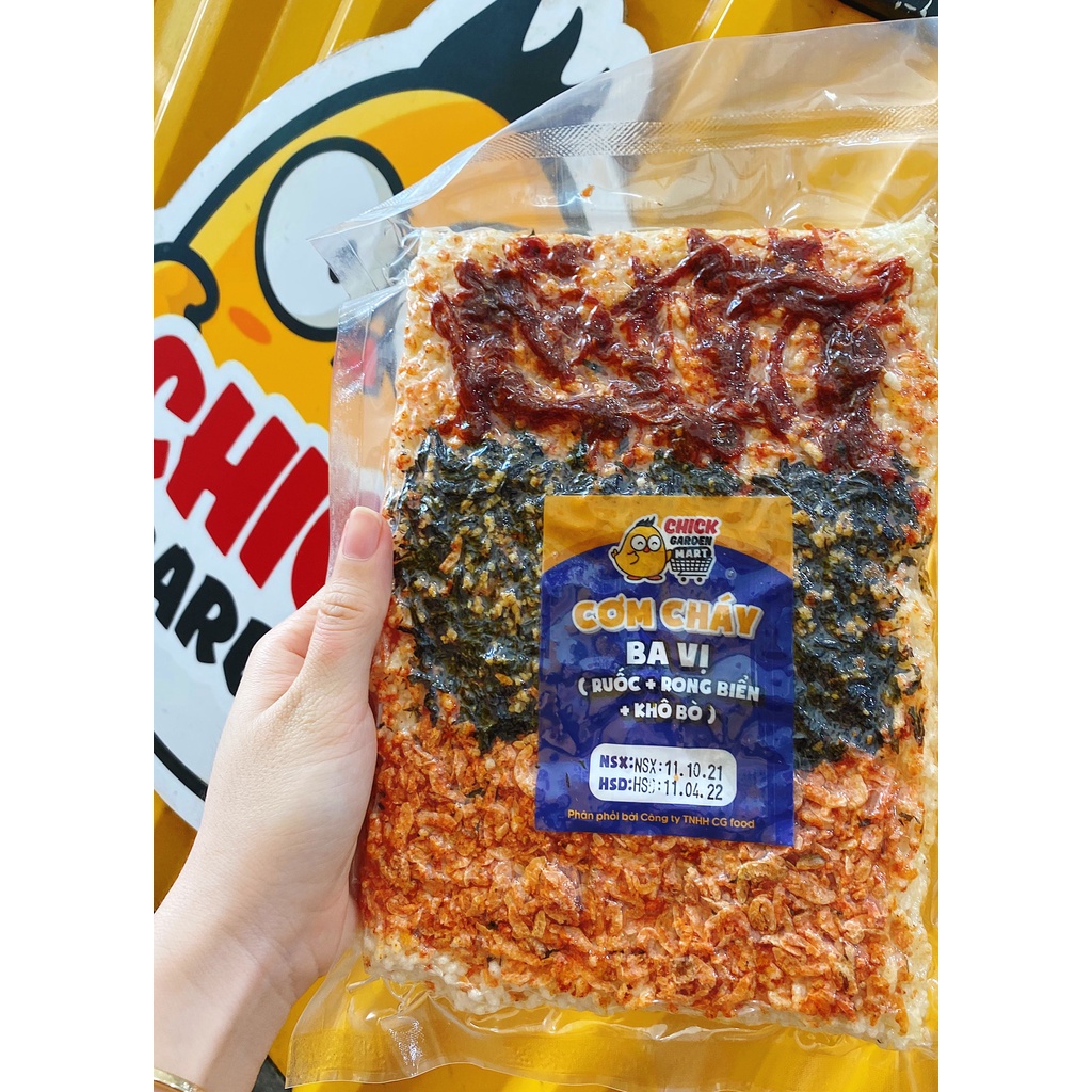 [Sale Sập Sàn] Cơm Cháy Mix 3 Vị Ruốc, Rong Biển, Khô Bò Chick Garden - Ăn Vặt Tuổi Thơ Thơm Ngon