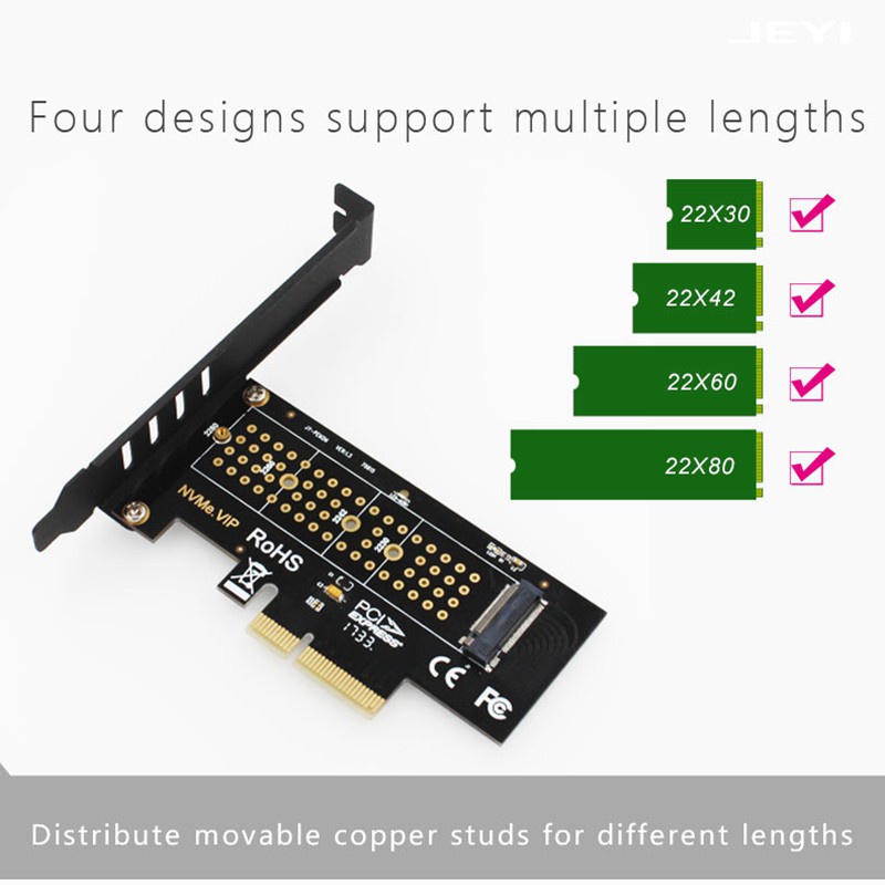 JEYI SK4 M.2 NVMe SSD NGFF to PCIE X4 Adapter M Key Interface Card Suppor PCI Express 3.0 X4 2230-2280