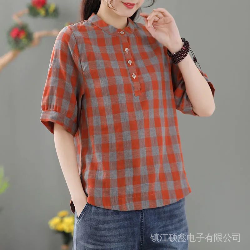 Áo Sơ Mi Cotton Tay Ngắn Phong Cách Mới Dành Cho Nữ