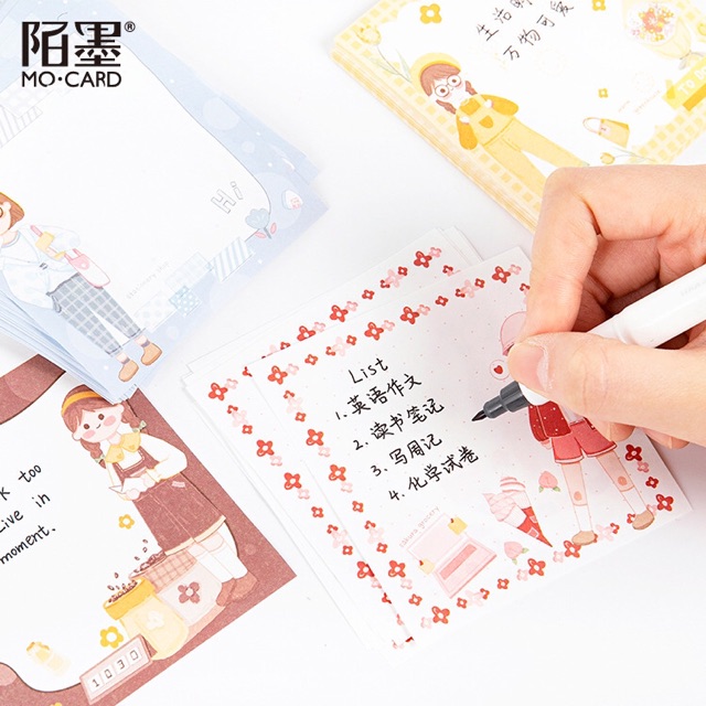 Tập 50 tờ giấy nhớ, giấy ghi chú cô gái