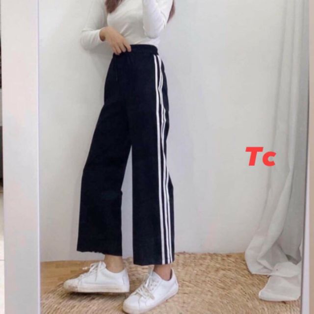 Quần ống rộng 3 sọc sẻ free size phom 65kg | BigBuy360 - bigbuy360.vn