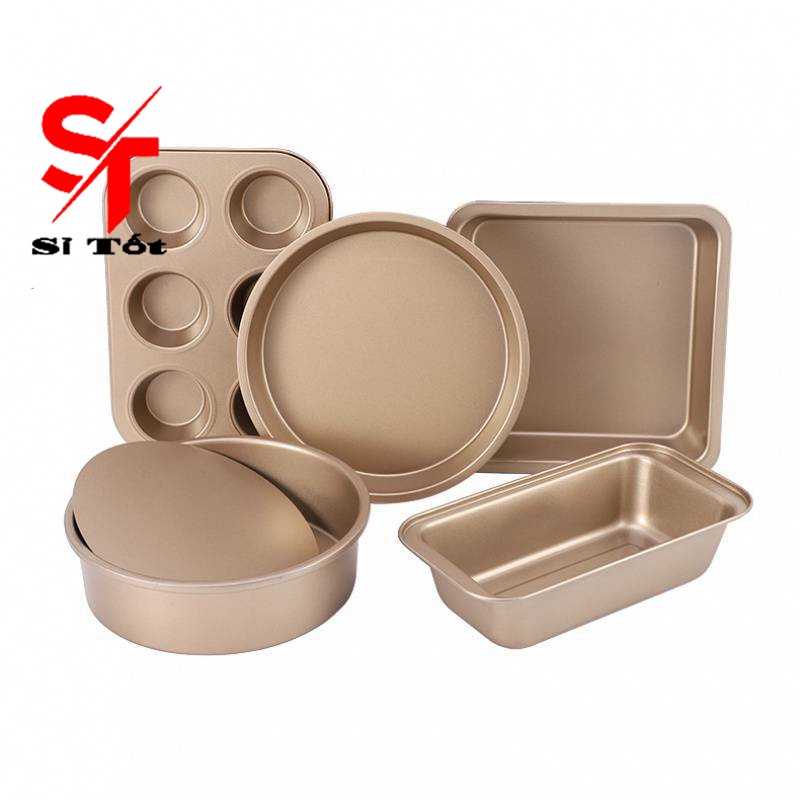 Khay nướng bánh sét 5 khay chất liệu carbon cao cấp chống dính làm bánh mì pizza đủ size bé đền lớn tiện dụng