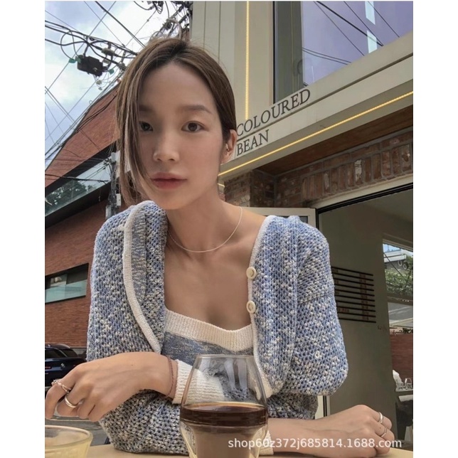 set áo len dệt kim mix viền trắng nổi bật