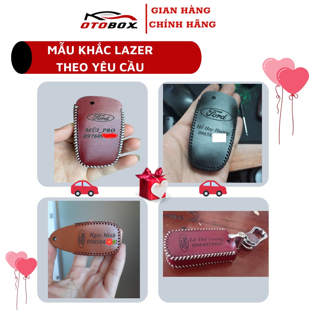 Bao da chìa khóa ô tô xe hơi Ford ecosport focus, bọc chìa khóa smartkey da thật chống xước chính hãng OTOBOX