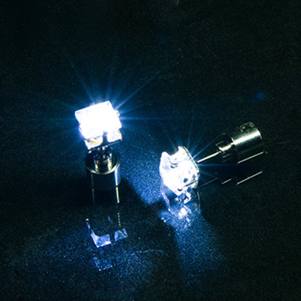 Khuyên tai đính đá zirconia vuông có đèn LED phát sáng độc đáo cho nữ