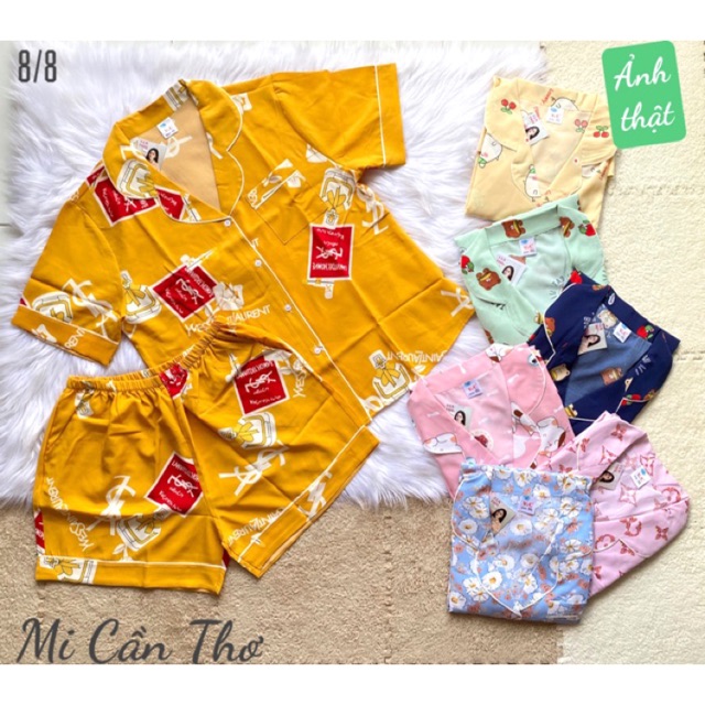 Đồ bộ mặc nhà Mi Cần Thơ 🩳 BIGSIZE < 80kg Pijama Lụa quần đùi, có túi quần