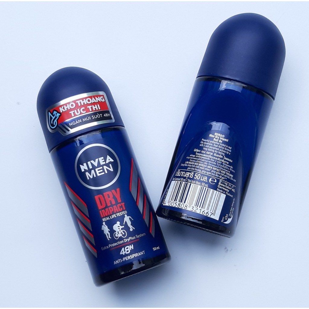 [ngăn mùi suốt 48h] Lăn khử mùi nam Nivea Men Dry Impact khô thoáng tức thì 50ml