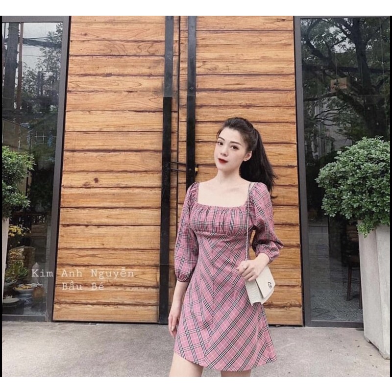 Váy caro tay bồng S ( tay ngắn còn form như ảnh)