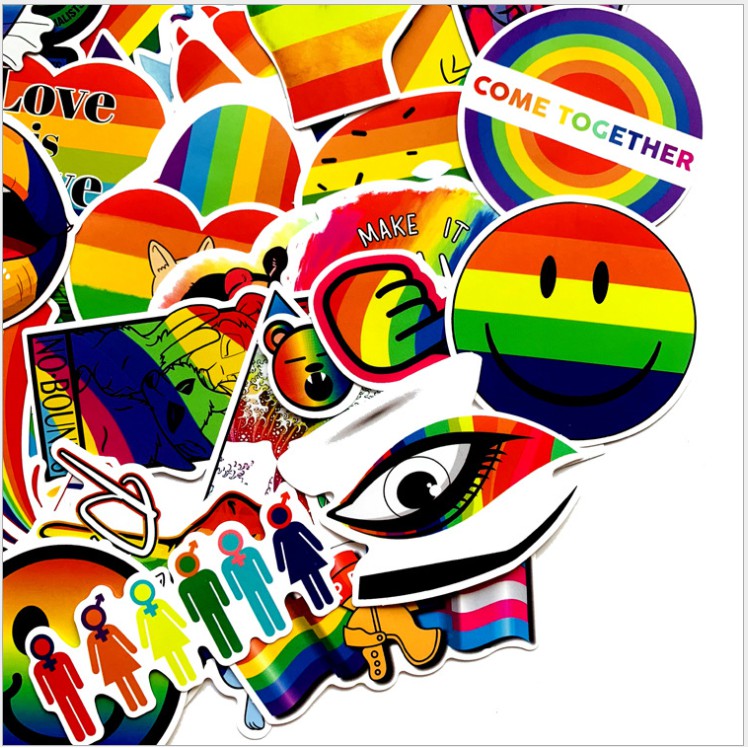 Bộ Sticker dán cao cấp chủ đề CẦU VỒNG LGBT - Dùng dán Xe, dán mũ bảo hiểm, dán Laptop...