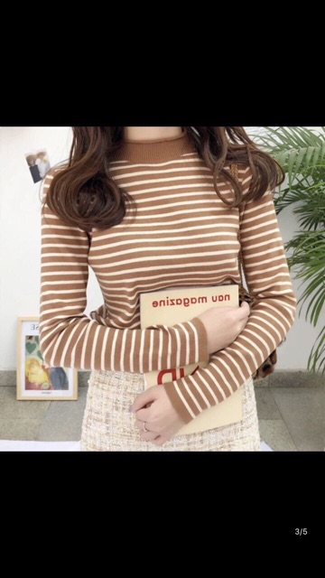 Áo len kẻ cổ xoắn đẹp xuất sắc kèm ảnh thật | BigBuy360 - bigbuy360.vn