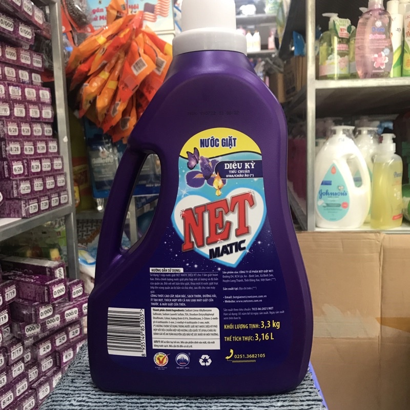 Nước Giặt Đậm Đặc Diệu Kỳ Net Dùng Cho cửa Trên &amp; Cửa Trước 3,3kg