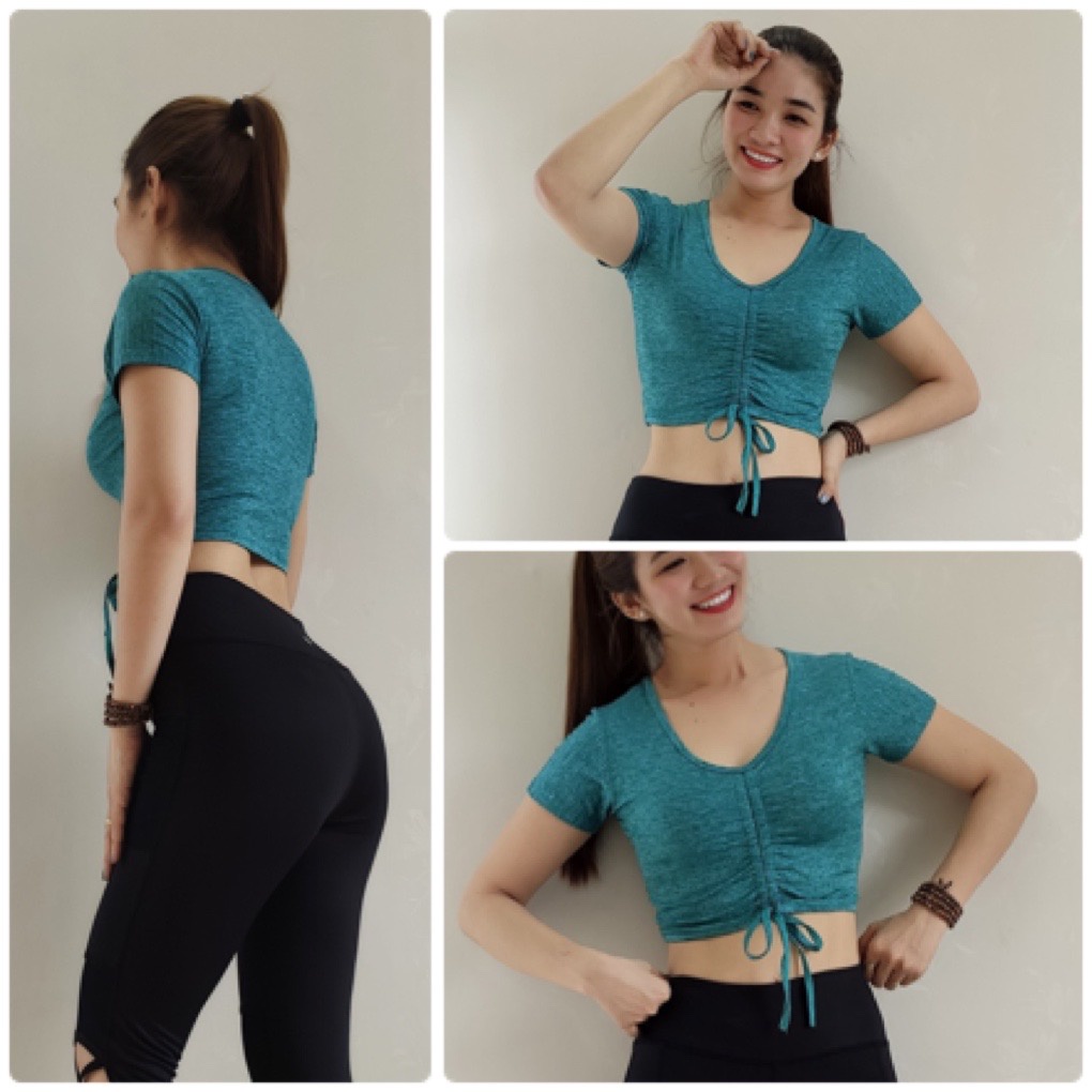 ✅ Ảnh Thật 100% - Mặc Là Mê ✅Áo croptop tập GYM nữ đa năng - Yoga nữ - Áo tập croptop rút dây nhiều màu