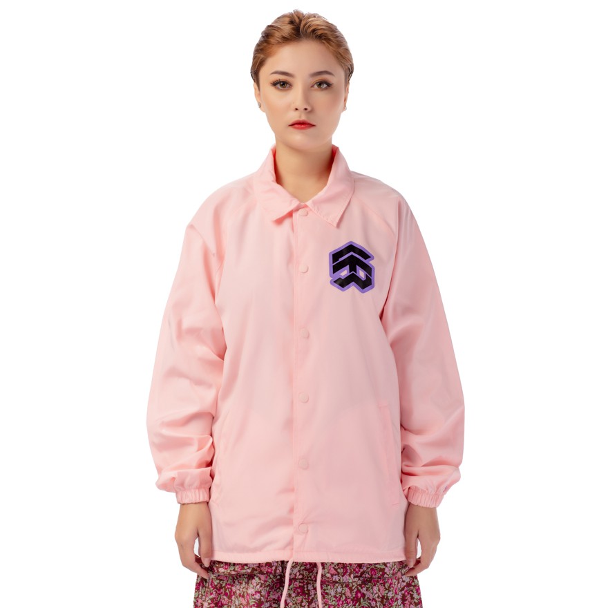 5THEWAY® /stroke/ BIG LOGO COACH JACKET™ in CRYSTAL ROSE aka Áo Khoác Dù Hồng