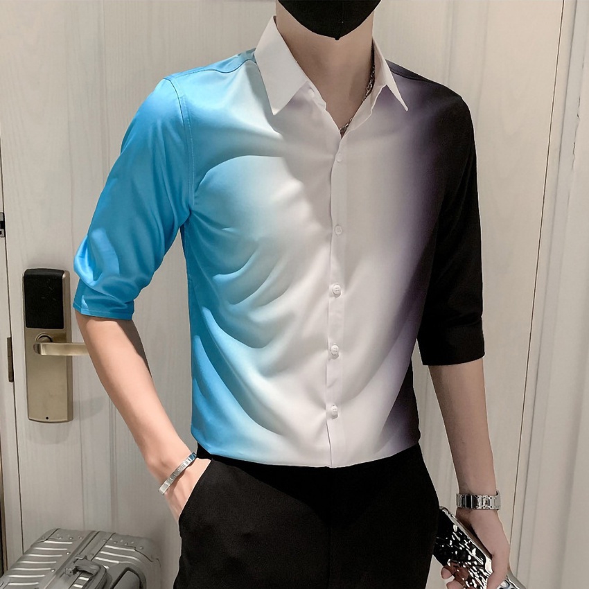 Áo sơ mi.Phong cách độc lạ, chuyển màu đa sắc mã- H61